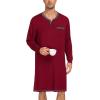 image:imageSWOMOG Mens Nightshirt Modal Long Sleeve Nightgown Henley Night Shirts Sleepwear Big amp Tall Nightwear SXXXLDeep Wine Red