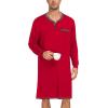 image:imageSWOMOG Mens Nightshirt Modal Long Sleeve Nightgown Henley Night Shirts Sleepwear Big amp Tall Nightwear SXXXLRed