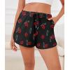 image:imageSWOMOG Womens Pajama Shorts Elastic Waist Sleep Shorts Women Comfy Lounge Pants Soft Pj Shorts with Pockets SXXLBlack Red Lips
