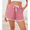 image:imageSWOMOG Womens Pajama Shorts Elastic Waist Sleep Shorts Women Comfy Lounge Pants Soft Pj Shorts with Pockets SXXLPink