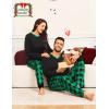 image:imageSWOMOG Couple Matching Pajamas Plaid Long Sleeve Christmas Pjs for Men and Women Soft Warm Loungewear with PocketBlack Green Grid