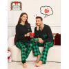 image:imageSWOMOG Couple Matching Pajamas Plaid Long Sleeve Christmas Pjs for Men and Women Soft Warm Loungewear with PocketBlack Green Grid