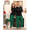 image:imageSWOMOG Couple Matching Pajamas Plaid Long Sleeve Christmas Pjs for Men and Women Soft Warm Loungewear with PocketBlack Green Grid