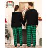 image:imageSWOMOG Couple Matching Pajamas Plaid Long Sleeve Christmas Pjs for Men and Women Soft Warm Loungewear with PocketBlack Green Grid