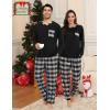 image:imageSWOMOG Couple Matching Pajamas Plaid Long Sleeve Christmas Pjs for Men and Women Soft Warm Loungewear with PocketBlack Grey Grid