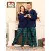 image:imageSWOMOG Couple Matching Pajamas Plaid Long Sleeve Christmas Pjs for Men and Women Soft Warm Loungewear with PocketNavy  Green