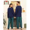 image:imageSWOMOG Couple Matching Pajamas Plaid Long Sleeve Christmas Pjs for Men and Women Soft Warm Loungewear with PocketNavy  Green
