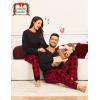 image:imageSWOMOG Couple Matching Pajamas Plaid Long Sleeve Christmas Pjs for Men and Women Soft Warm Loungewear with PocketRed Black Grid