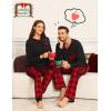 image:imageSWOMOG Couple Matching Pajamas Plaid Long Sleeve Christmas Pjs for Men and Women Soft Warm Loungewear with PocketRed Black Grid