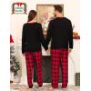 image:imageSWOMOG Couple Matching Pajamas Plaid Long Sleeve Christmas Pjs for Men and Women Soft Warm Loungewear with PocketRed Black Grid
