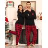 image:imageSWOMOG Couple Matching Pajamas Plaid Long Sleeve Christmas Pjs for Men and Women Soft Warm Loungewear with PocketRed Black Grid