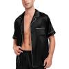 image:imageSWOMOG Couple Matching Pajamas Sets Women amp Men Button Down Silk Pjs Men Short Sleeve Soft Lounge Sets 2 Pcs LoungewearBlack