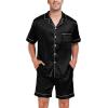 image:imageSWOMOG Couple Matching Pajamas Sets Women amp Men Button Down Silk Pjs Men Short Sleeve Soft Lounge Sets 2 Pcs LoungewearBlack