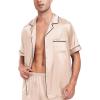 image:imageSWOMOG Couple Matching Pajamas Sets Women amp Men Button Down Silk Pjs Men Short Sleeve Soft Lounge Sets 2 Pcs LoungewearChampagne