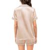 image:imageSWOMOG Couple Matching Pajamas Sets Women amp Men Button Down Silk Pjs Men Short Sleeve Soft Lounge Sets 2 Pcs LoungewearChampagne
