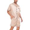 image:imageSWOMOG Couple Matching Pajamas Sets Women amp Men Button Down Silk Pjs Men Short Sleeve Soft Lounge Sets 2 Pcs LoungewearChampagne