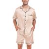 image:imageSWOMOG Couple Matching Pajamas Sets Women amp Men Button Down Silk Pjs Men Short Sleeve Soft Lounge Sets 2 Pcs LoungewearChampagne