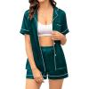 image:imageSWOMOG Couple Matching Pajamas Sets Women amp Men Button Down Silk Pjs Men Short Sleeve Soft Lounge Sets 2 Pcs LoungewearGreen