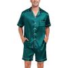 image:imageSWOMOG Couple Matching Pajamas Sets Women amp Men Button Down Silk Pjs Men Short Sleeve Soft Lounge Sets 2 Pcs LoungewearGreen