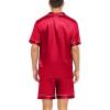 image:imageSWOMOG Couple Matching Pajamas Sets Women amp Men Button Down Silk Pjs Men Short Sleeve Soft Lounge Sets 2 Pcs LoungewearLight Red