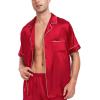 image:imageSWOMOG Couple Matching Pajamas Sets Women amp Men Button Down Silk Pjs Men Short Sleeve Soft Lounge Sets 2 Pcs LoungewearLight Red