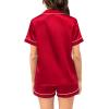 image:imageSWOMOG Couple Matching Pajamas Sets Women amp Men Button Down Silk Pjs Men Short Sleeve Soft Lounge Sets 2 Pcs LoungewearLight Red