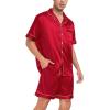image:imageSWOMOG Couple Matching Pajamas Sets Women amp Men Button Down Silk Pjs Men Short Sleeve Soft Lounge Sets 2 Pcs LoungewearLight Red