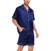 image:imageSWOMOG Couple Matching Pajamas Sets Women amp Men Button Down Silk Pjs Men Short Sleeve Soft Lounge Sets 2 Pcs LoungewearNavy Blue