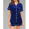 image:imageSWOMOG Couple Matching Pajamas Sets Women amp Men Button Down Silk Pjs Men Short Sleeve Soft Lounge Sets 2 Pcs LoungewearNavy Blue