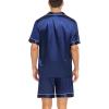 image:imageSWOMOG Couple Matching Pajamas Sets Women amp Men Button Down Silk Pjs Men Short Sleeve Soft Lounge Sets 2 Pcs LoungewearNavy Blue