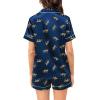 image:imageSWOMOG Couple Matching Pajamas Sets Women amp Men Button Down Silk Pjs Men Short Sleeve Soft Lounge Sets 2 Pcs LoungewearNavy Blue Leopard