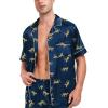 image:imageSWOMOG Couple Matching Pajamas Sets Women amp Men Button Down Silk Pjs Men Short Sleeve Soft Lounge Sets 2 Pcs LoungewearNavy Blue Leopard