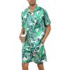 image:imageSWOMOG Couple Matching Pajamas Sets Women amp Men Button Down Silk Pjs Men Short Sleeve Soft Lounge Sets 2 Pcs LoungewearWhite Leaves