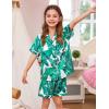 image:imageSWOMOG Couple Matching Pajamas Sets Women amp Men Button Down Silk Pjs Men Short Sleeve Soft Lounge Sets 2 Pcs LoungewearWhite Leaves