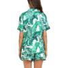 image:imageSWOMOG Couple Matching Pajamas Sets Women amp Men Button Down Silk Pjs Men Short Sleeve Soft Lounge Sets 2 Pcs LoungewearWhite Leaves