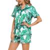 image:imageSWOMOG Couple Matching Pajamas Sets Women amp Men Button Down Silk Pjs Men Short Sleeve Soft Lounge Sets 2 Pcs LoungewearWhite Leaves