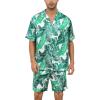 image:imageSWOMOG Couple Matching Pajamas Sets Women amp Men Button Down Silk Pjs Men Short Sleeve Soft Lounge Sets 2 Pcs LoungewearWhite Leaves