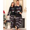 image:imageSWOMOG Couple Pajamas Sets Christmas Matching Long Sleeve Sleepwear Pjs Women amp Men Soft 2 Pieces LoungewearBlack Christmas Tree