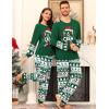 image:imageSWOMOG Couple Pajamas Sets Christmas Matching Long Sleeve Sleepwear Pjs Women amp Men Soft 2 Pieces LoungewearGreen White Elk