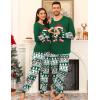 image:imageSWOMOG Couple Pajamas Sets Christmas Matching Long Sleeve Sleepwear Pjs Women amp Men Soft 2 Pieces LoungewearGreen White Elk