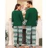 image:imageSWOMOG Couple Pajamas Sets Christmas Matching Long Sleeve Sleepwear Pjs Women amp Men Soft 2 Pieces LoungewearGreen White Elk