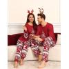 image:imageSWOMOG Couple Pajamas Sets Christmas Matching Long Sleeve Sleepwear Pjs Women amp Men Soft 2 Pieces LoungewearRed Christmas Bear