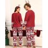 image:imageSWOMOG Couple Pajamas Sets Christmas Matching Long Sleeve Sleepwear Pjs Women amp Men Soft 2 Pieces LoungewearRed Christmas Bear