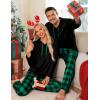 image:imageSWOMOG Couples Christmas Matching Pajamas Set Women amp Men Long Sleeve Sleepwear Hooded Top Plaid Pants Pjs with PocketsBlack  Green Plaid
