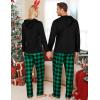 image:imageSWOMOG Couples Christmas Matching Pajamas Set Women amp Men Long Sleeve Sleepwear Hooded Top Plaid Pants Pjs with PocketsBlack  Green Plaid
