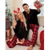image:imageSWOMOG Couples Christmas Matching Pajamas Set Women amp Men Long Sleeve Sleepwear Hooded Top Plaid Pants Pjs with PocketsBlack  Red Plaid