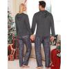 image:imageSWOMOG Couples Christmas Matching Pajamas Set Women amp Men Long Sleeve Sleepwear Hooded Top Plaid Pants Pjs with PocketsDeep Grey