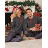 image:imageSWOMOG Couples Christmas Matching Pajamas Set Women amp Men Long Sleeve Sleepwear Hooded Top Plaid Pants Pjs with PocketsDeep Grey