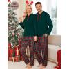 image:imageSWOMOG Couples Christmas Matching Pajamas Set Women amp Men Long Sleeve Sleepwear Hooded Top Plaid Pants Pjs with PocketsEmerald Green