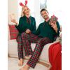 image:imageSWOMOG Couples Christmas Matching Pajamas Set Women amp Men Long Sleeve Sleepwear Hooded Top Plaid Pants Pjs with PocketsEmerald Green